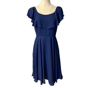 Nanette Lepore Flutter Dress 6 Blue NWT Stretch Career Church Flowy Washable